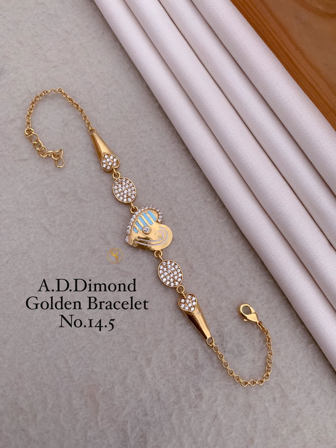 6 AD Designer Diamond Golden Fancy Bracelets Wholesale Price In Surat
